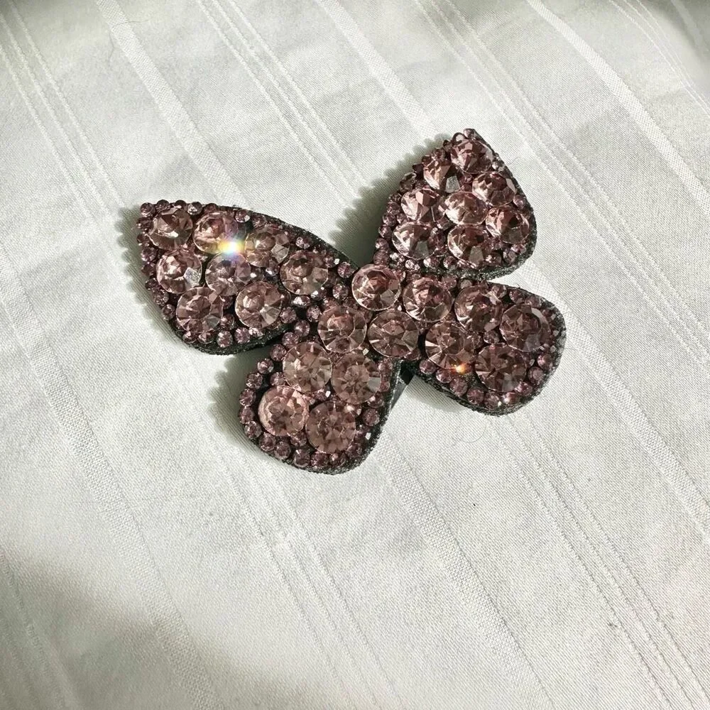 Rose gold super sparkly hair clip butterfly